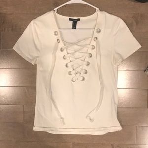 White lace up top